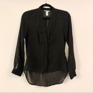 H&M sheer see through black button down blouse
